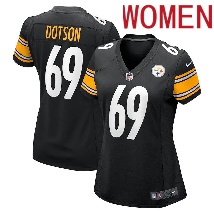 Women Pittsburgh Steelers #69 Kevin Dotson Nike Black Game NFL Jersey->women nfl jersey->Women Jersey